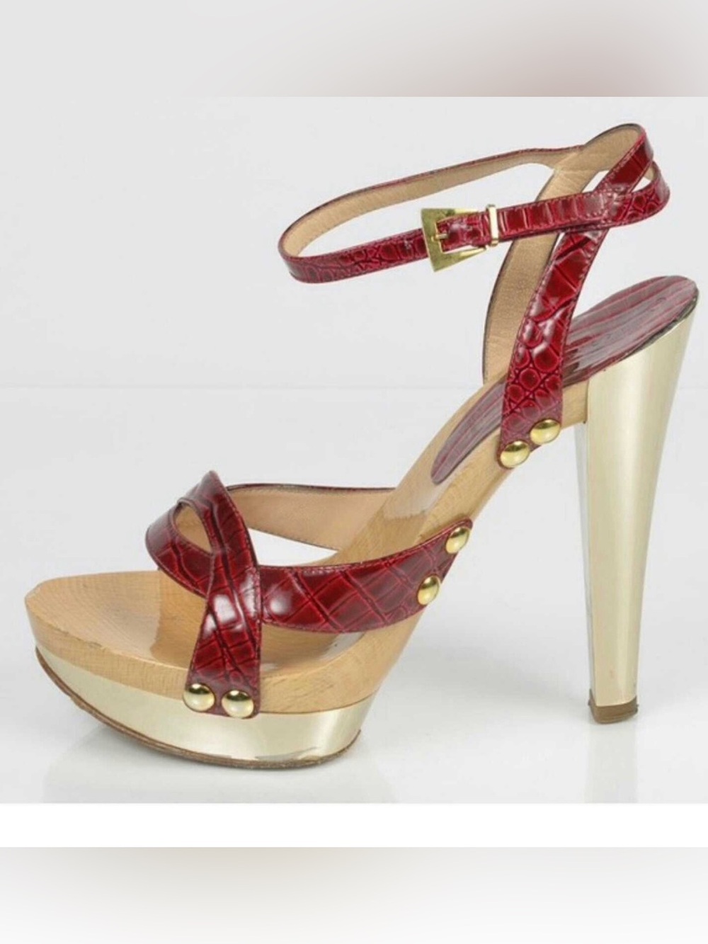 Stunning $640 Vintage Casadei Rockodrill Fragola  Platform Heels ~ 37